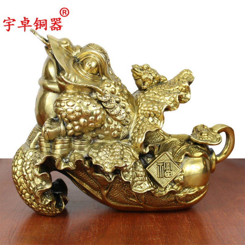 宇卓铜器纯铜金蟾黄铜白菜金蟾工艺品摆件铜白菜金蟾