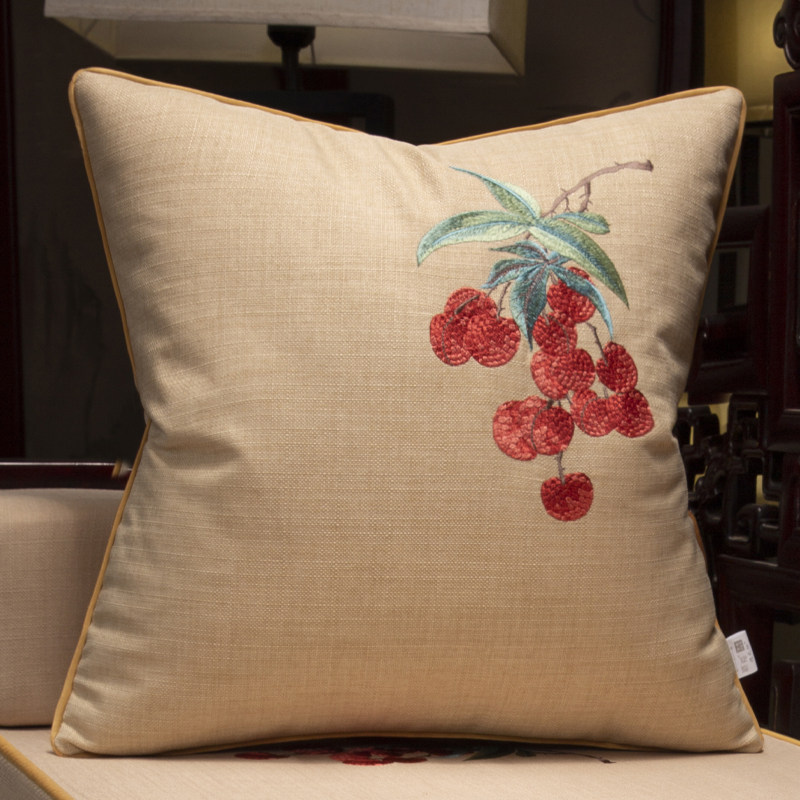 中式沙发抱枕套客厅棉麻腰枕软包家用床头长条靠枕办公室靠垫定制