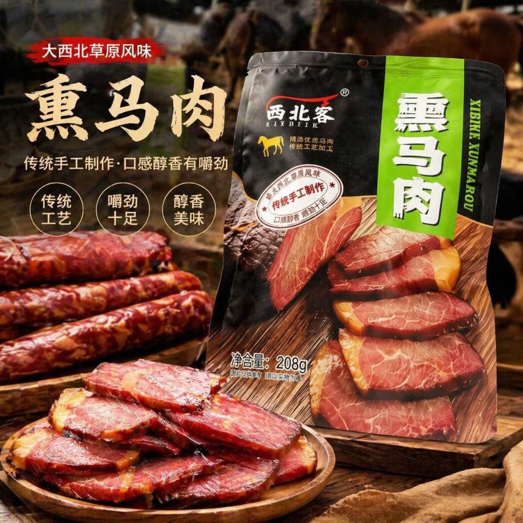 新疆正宗熏马肉西北客熏马肉特产开袋即食优质熏马肉新疆熏马肉