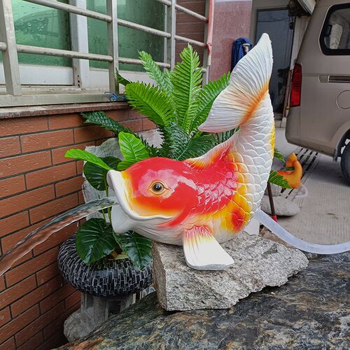 锦鲤嘴巴流水庭院鱼池喷泉动物流水口出水口装饰摆件流水景观造景