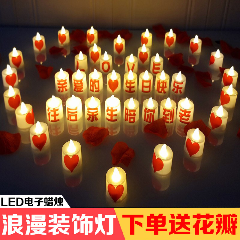 LED生日惊喜电子蜡烛浪漫房间老公老婆周岁蛋糕灯装饰场景布置灯