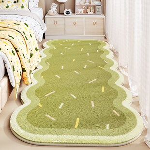 奶油风主卧室床边地毯不规则异形仿羊绒地垫可机洗客厅沙发茶几毯