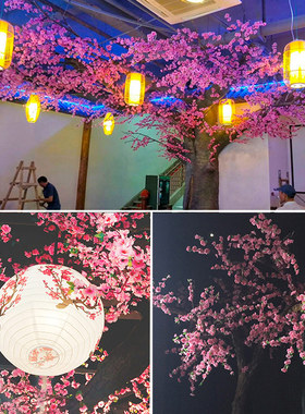 仿真桃花树梅花枝树藤婚庆装饰许愿树假桃花酒店商场花艺客厅桃树