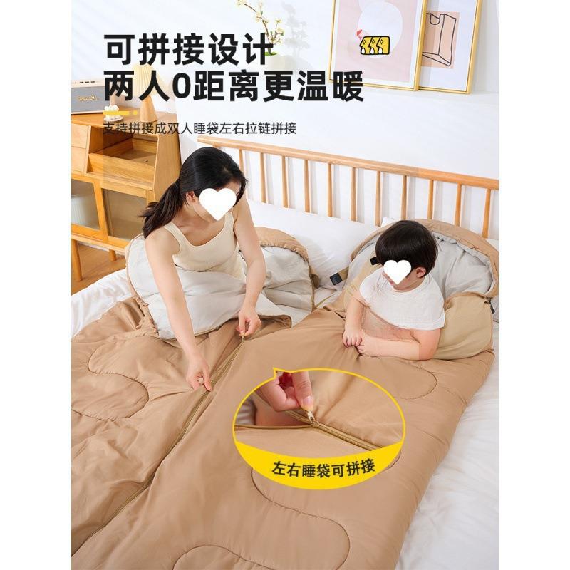 睡袋户外成人儿童隔脏加厚防寒冬季露营野营单双人被子拼接