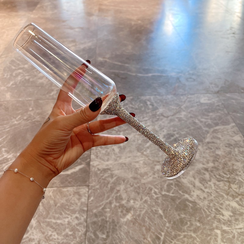 奢华镶钻红酒杯葡萄酒杯家用高档炫彩高脚杯创意高颜值礼品香槟杯