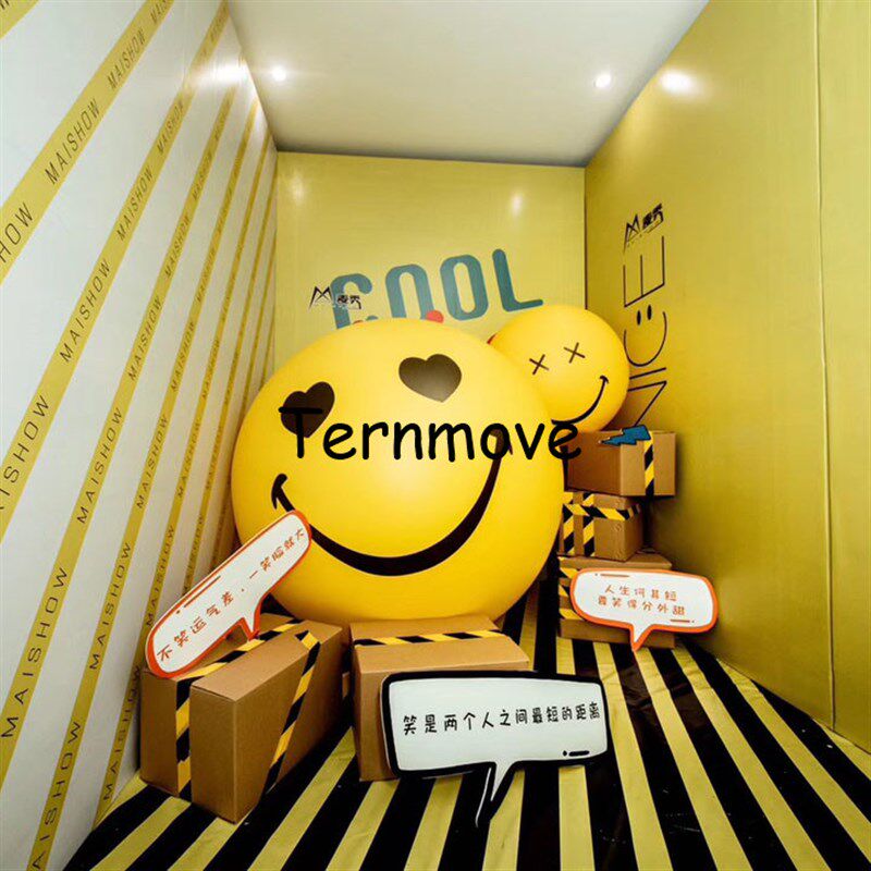定制PVC充气笑脸气球气模闭气发光emoji表情气模商场酒吧装饰道具