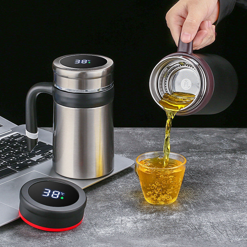 智能茶水分离保温水杯大容量带茶隔不锈钢男款茶杯办公室泡茶杯子