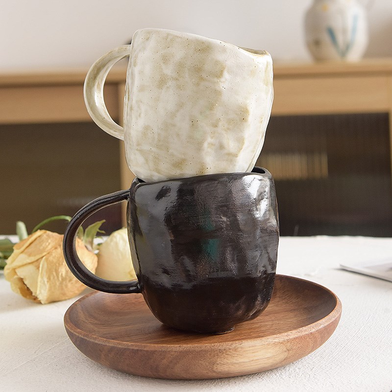 日式复古风做旧手工水杯粗陶咖啡杯陶瓷情侣马克杯喝茶杯子早餐杯