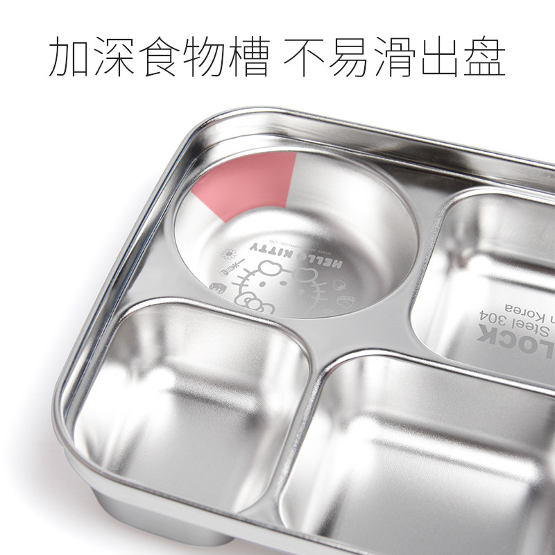 联扣儿童304不锈钢餐盘分格小学生餐具自助午食堂分餐盘加深午餐