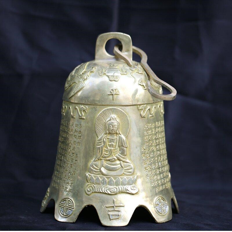 黄铜钟西方三圣钟平安钟观音铜钟龙凤钟寺院用品特大号家居装饰品