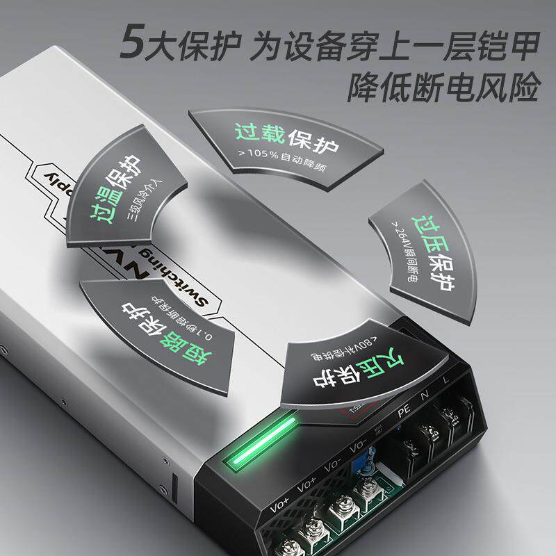 开关电源3000W-24V36V48V60VAC转DC监控电机变压器多重保护大功率