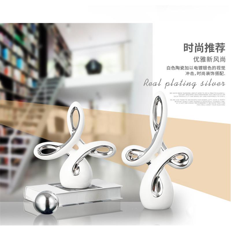 中国结客厅柜摆件现代简约酒柜装饰品陶瓷摆设白瓷工艺品瓷盘