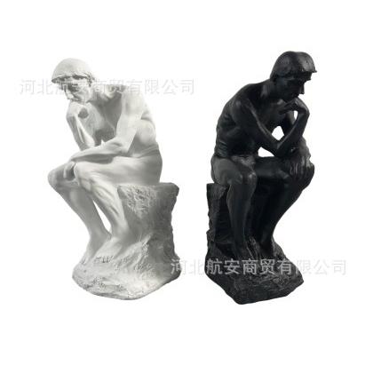 现代简约创意树脂思考人物沉默者样板房售楼处桌面书柜书架饰品
