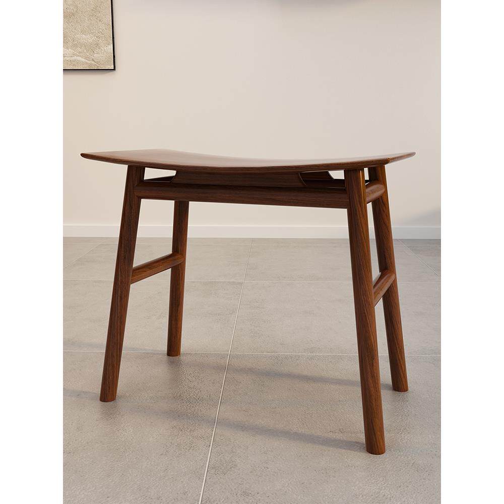 北美黑胡桃木凳子新中式纯实木矮凳家用茶桌凳子元宝凳长条马鞍凳