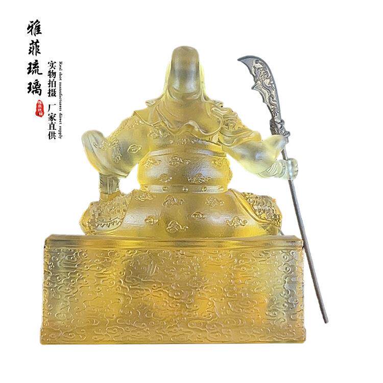 古法琉璃关公财神爷关羽厂家供奉神像招财客厅开业琉璃摆件