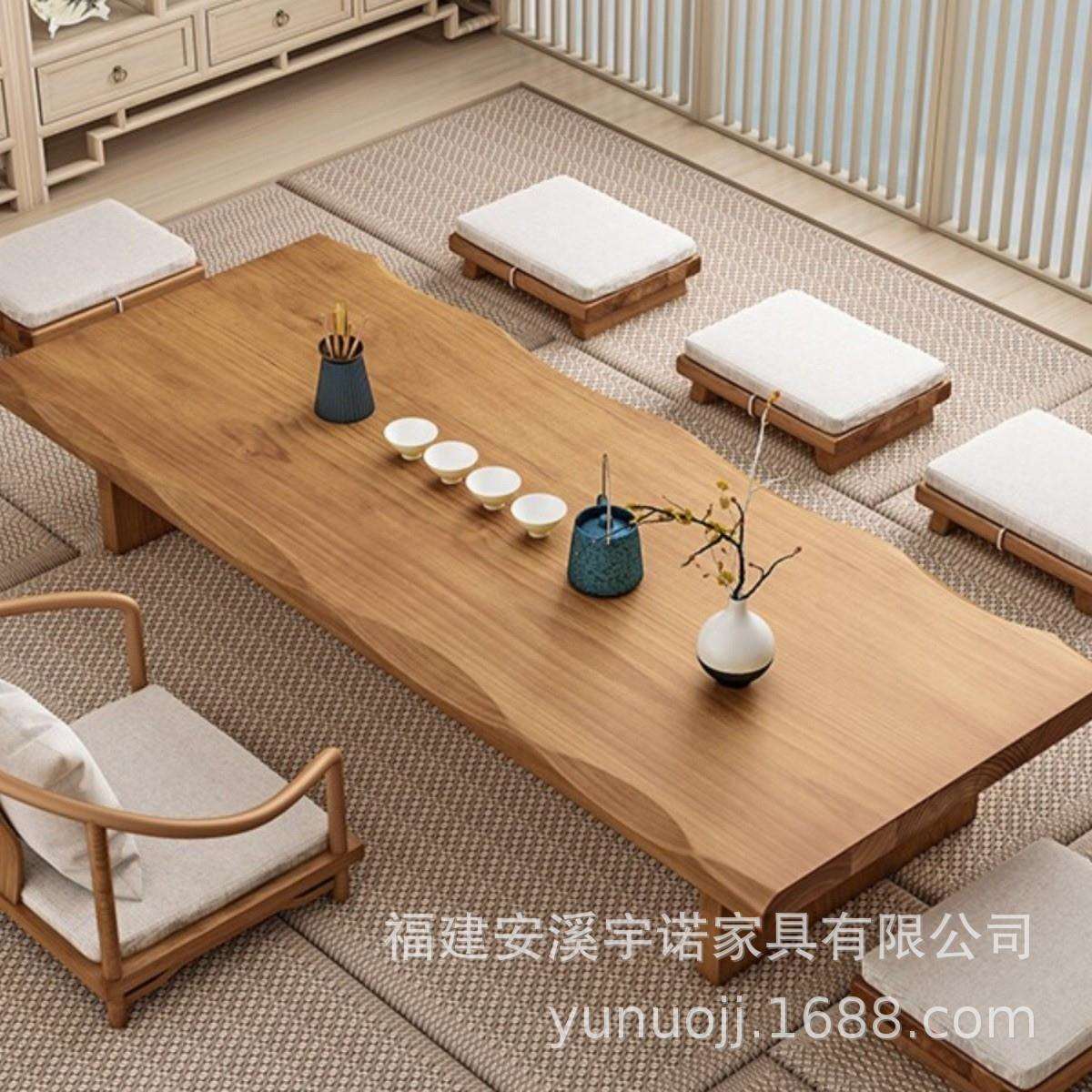 实木日式茶桌椅组合榻榻米简约小茶几家用功夫泡茶桌禅意飘窗茶台