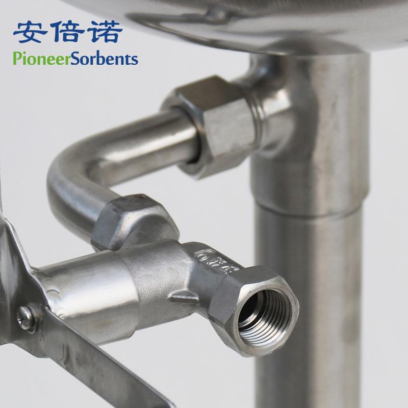 不锈钢立式洗眼器立式冲淋洗眼装置紧急喷淋洗眼机双口脚踏淋喷