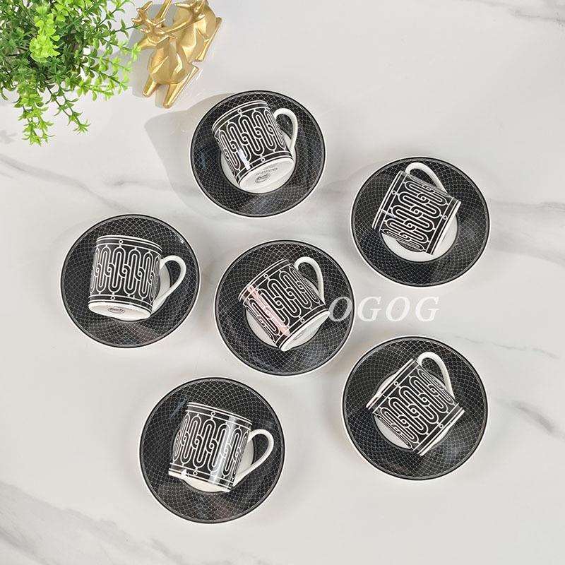 跨境直销黑底北欧风家用骨瓷浓缩咖啡杯碟简约轻奢下午茶茶杯