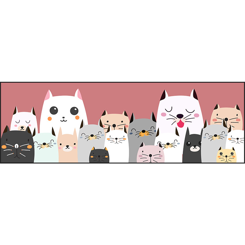 起贝北欧儿童房卡通猫咪装饰画女孩卧室房间床头挂画公主房壁画