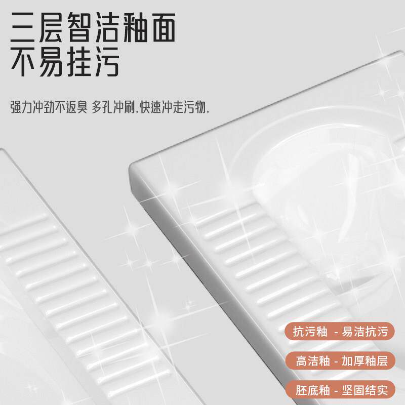 松用陶瓷蹲便器水箱整套装卫生间防臭厕大便器SJ-008家蹲坑鲸式便