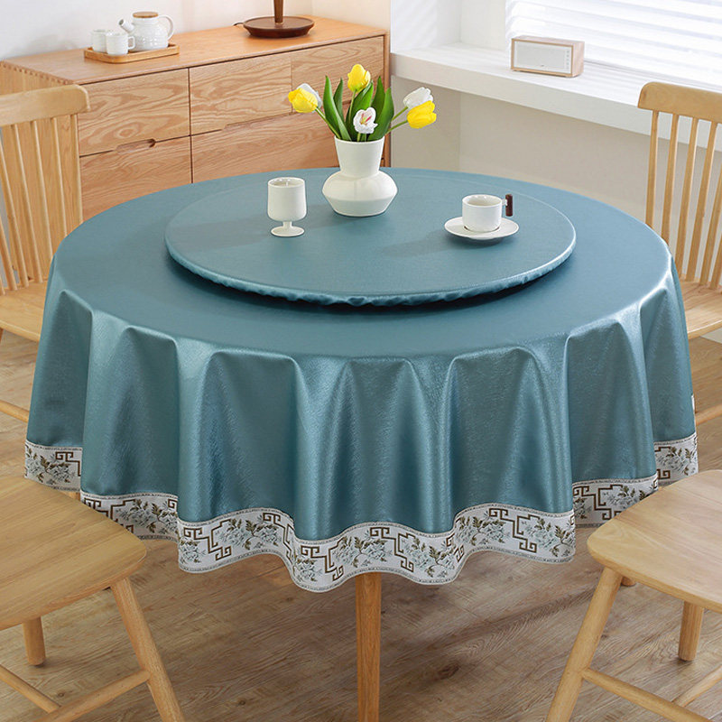 圆形防水桌布免洗防油防烫圆餐桌带转盘桌垫家用大圆桌布加厚台布