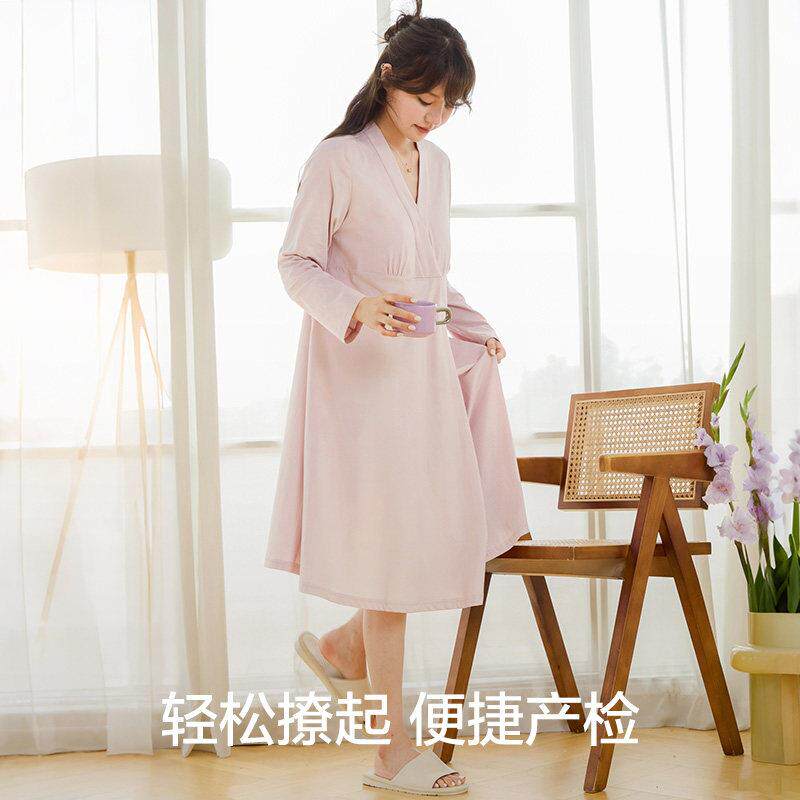 带垫胸哺乳睡裙CJ90532D春院秋孕妇睡衣产后月子服夏季医产哺待乳