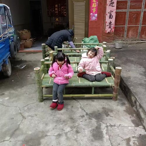 纯手工竹床竹罗汉床竹躺椅竹椅子靠背椅名宿凉床竹子床农庄椅小椅