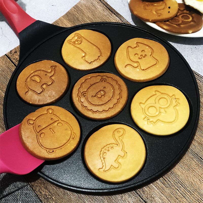 七孔早餐锅宝宝多功能煎饼锅卡通铜锣烧平底鸡蛋汉堡松饼模具乐享