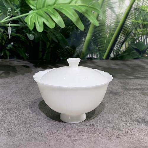 豆蔻紫手工茶具釉下彩有田烧小清新风格盖碗手绘雏菊泡茶碗