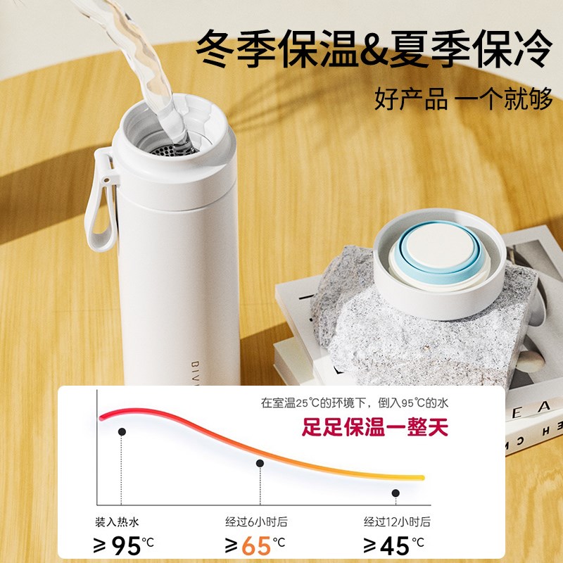 便利100保温杯大容量316不锈钢男高颜值女学生水壶茶水分离泡茶杯