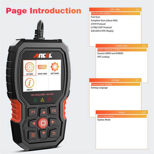 ANCEL HD601 重型卡车诊断扫描仪 OBD2柴油卡车扫描仪工具 海外版