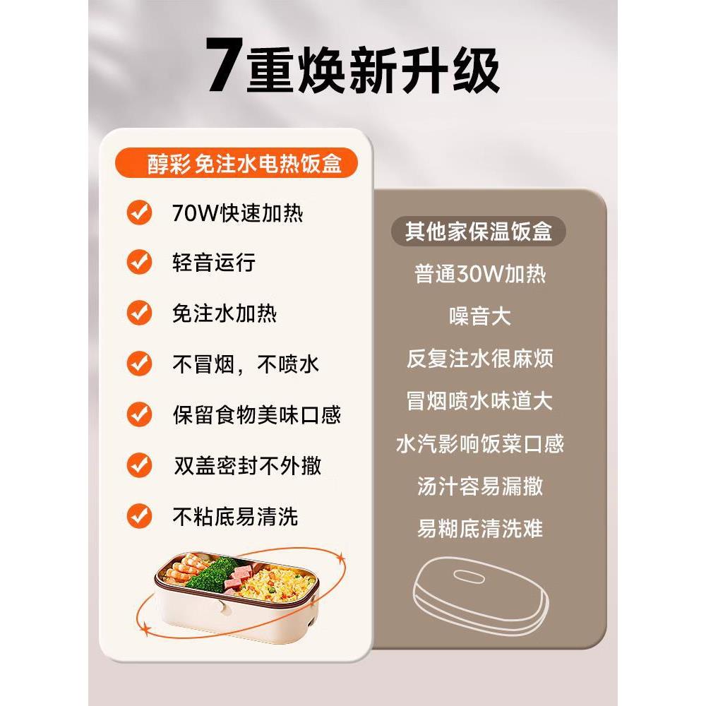 上班族保温饭盒免注水电加热蒸煮便当盒一人带饭热菜热饭插电