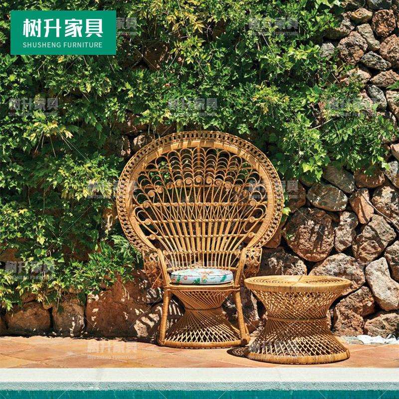 户外休闲孔雀椅藤编室外庭院花园阳台露台大堂样板房创意家具桌椅