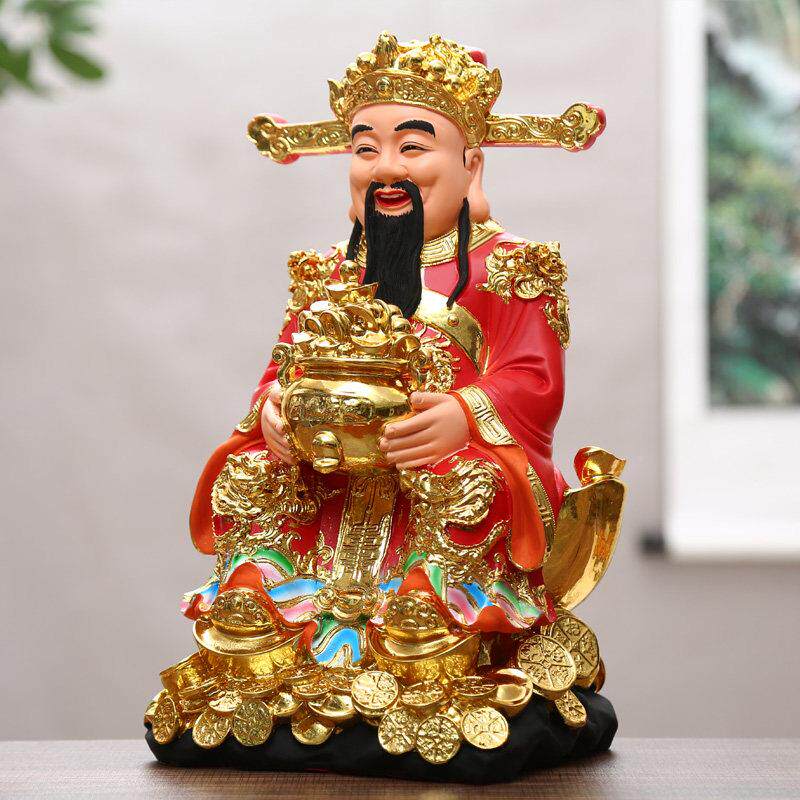 财神爷像财摆家用招财供奉摆件文神客厅店佛铺办公12寸红乔迁件开