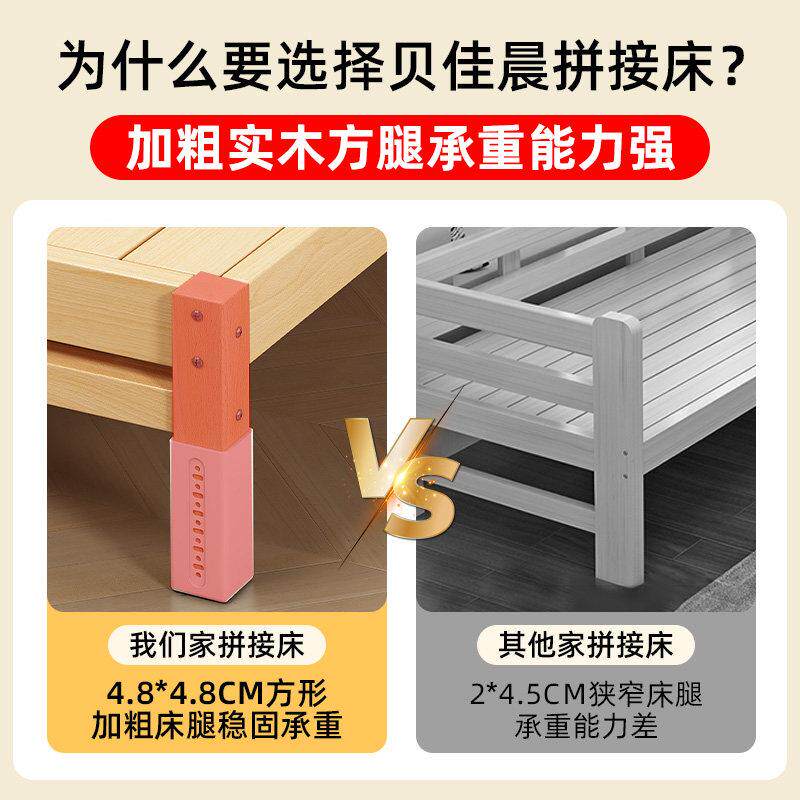 拼床加接宽床边拼接人神器大可睡实木带护床栏儿童床bjc-998婴儿
