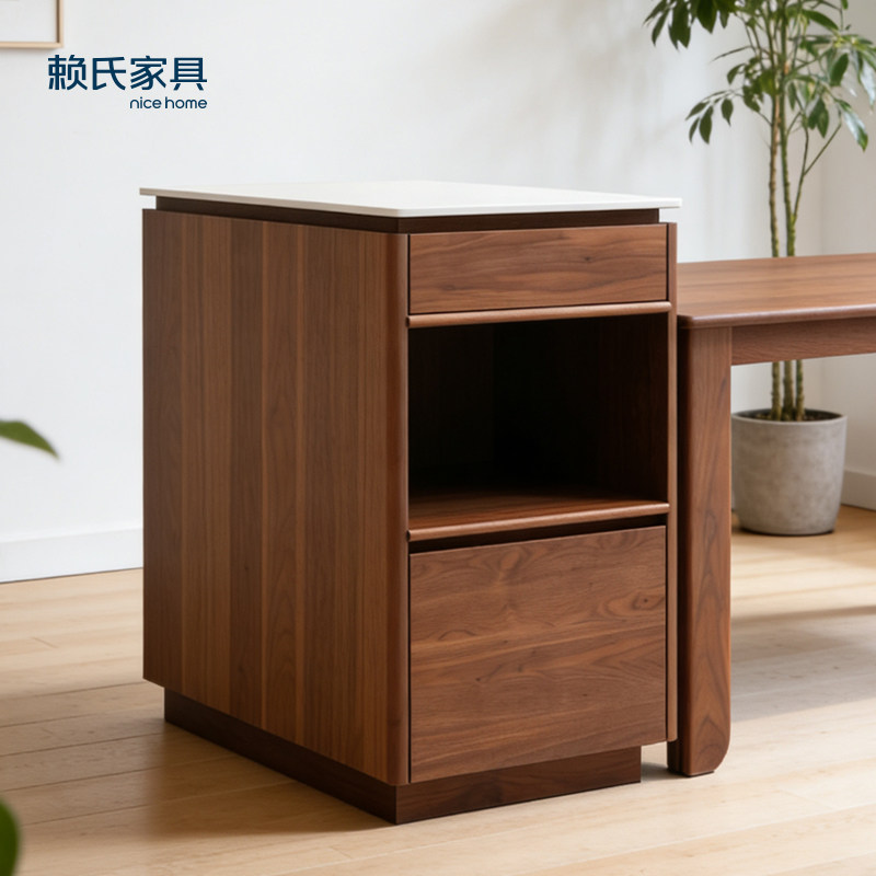 赖氏家具北美黑胡桃实木岛台小户型岛台餐桌现代简约风实木岛台