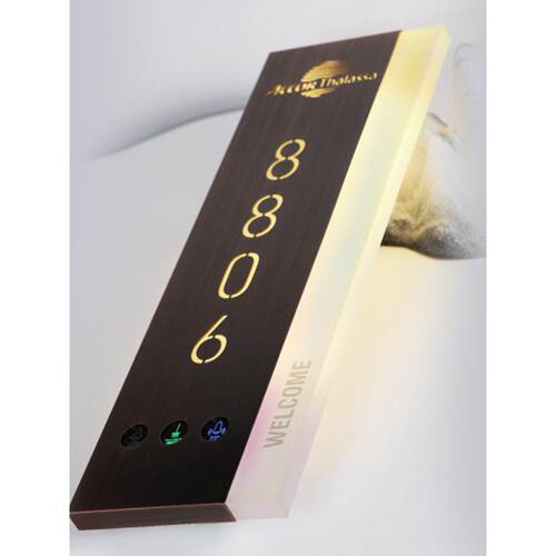 酒店门牌带门铃不锈钢房间宾馆触摸发光LED门牌电子号码