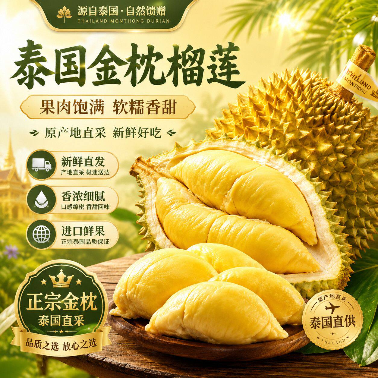 榴莲泰国金枕新鲜顺丰包邮一整箱个鲜果榴莲当季新鲜水果