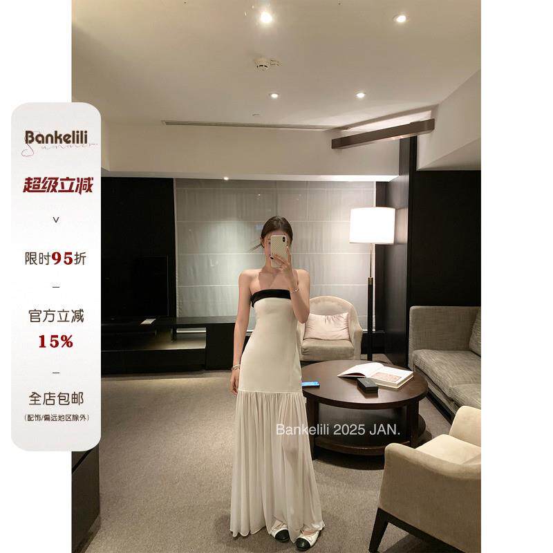 板栗可可 人间coco 生日裙无袖抹胸裙女夏小香风吊带连衣裙长裙子