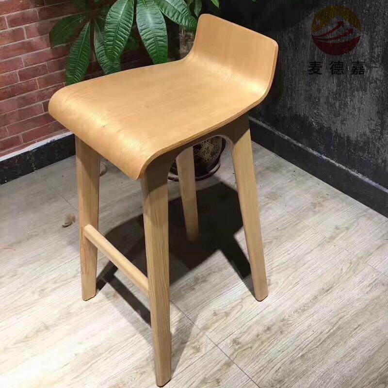 厂家现货高吧凳咖啡厅木色吧台桌椅甜品店快餐店简约实木高吧椅