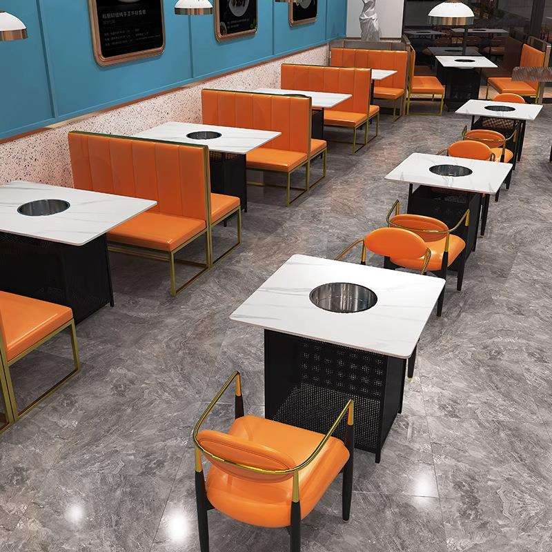 韩式烤肉火锅烧烤一体桌餐饮店网红轻奢卡座沙发商用火锅桌椅组合