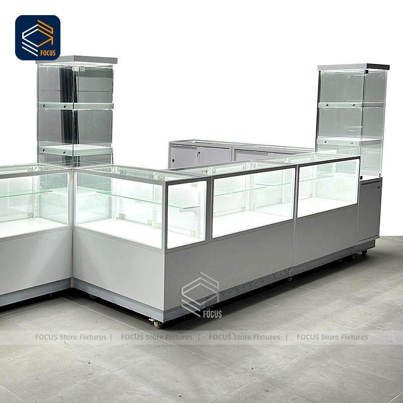 复古风简约珠宝展示柜实木玻璃珠宝展示架高端加工首饰陈列架货架