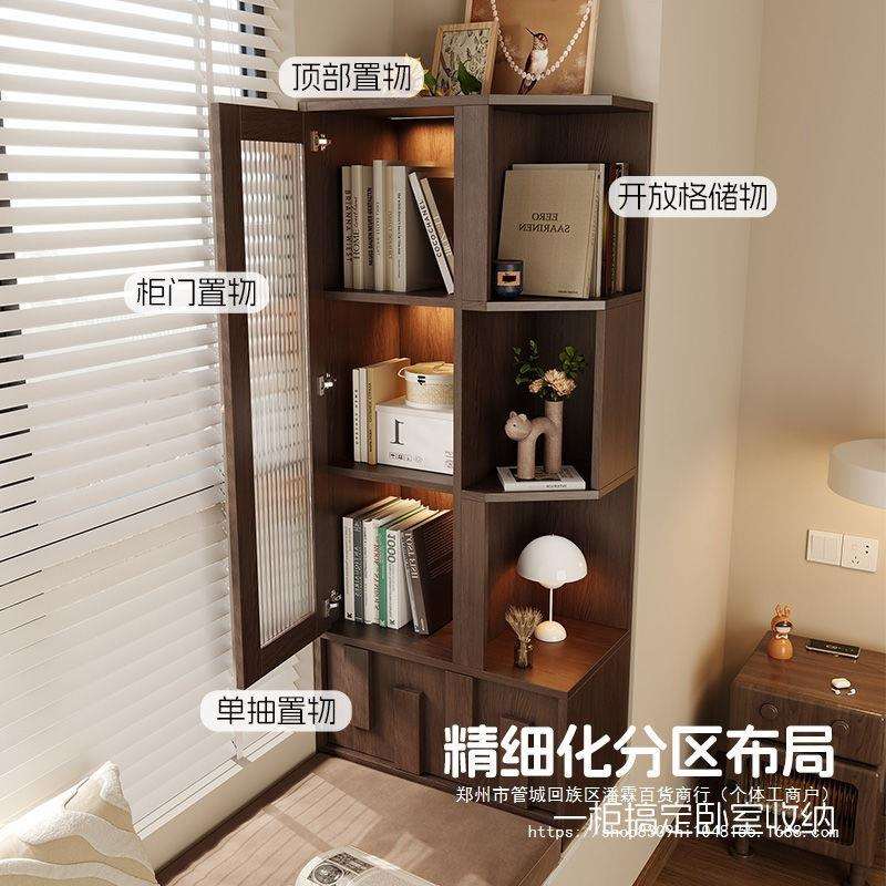 中古风飘窗收纳柜卧室地柜储物柜一体组合小户型书房杂物家用