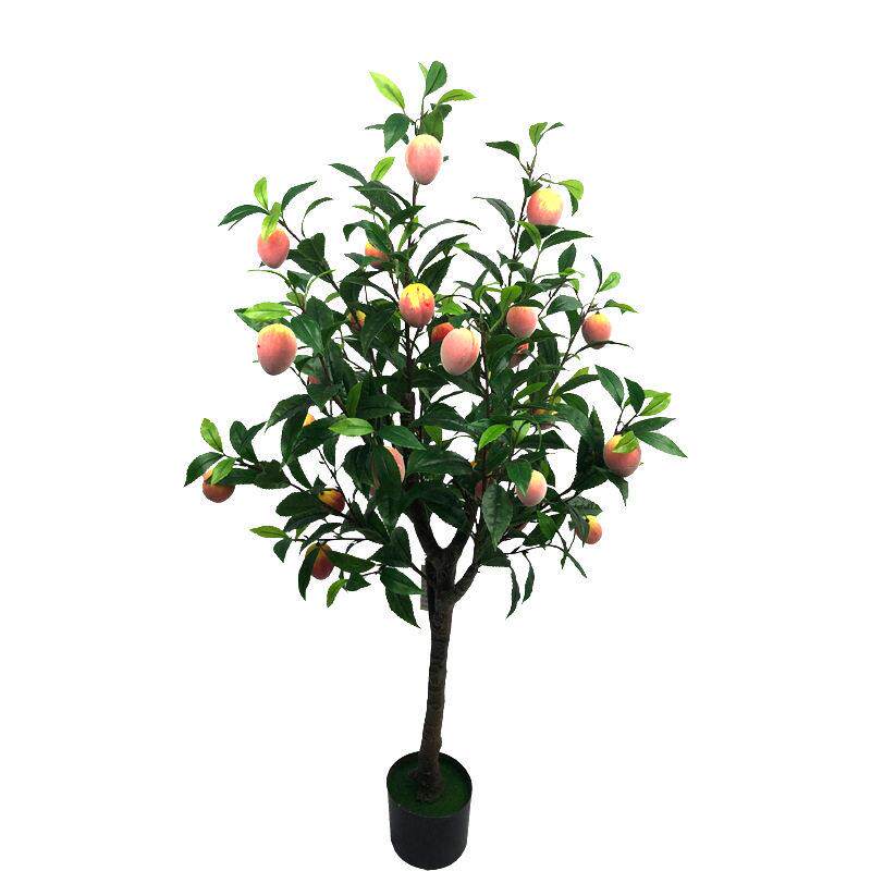仿真水果油桃树绿植盆栽油桃树客厅盆景装饰假花摆件厂家