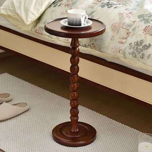 实木圆形古风几中复古客厅床头简约茶几美式沙发角几阳台休闲圆桌