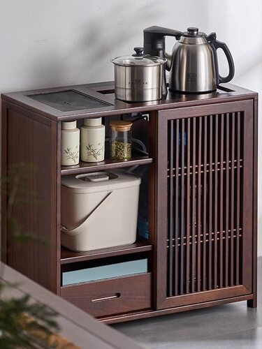 实木移动茶台茶水柜一体