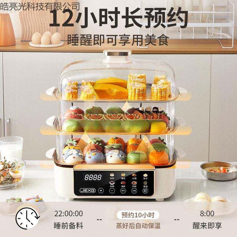 德国电蒸锅家用三层大容量多功能预约定时新款蒸煮一体早餐机