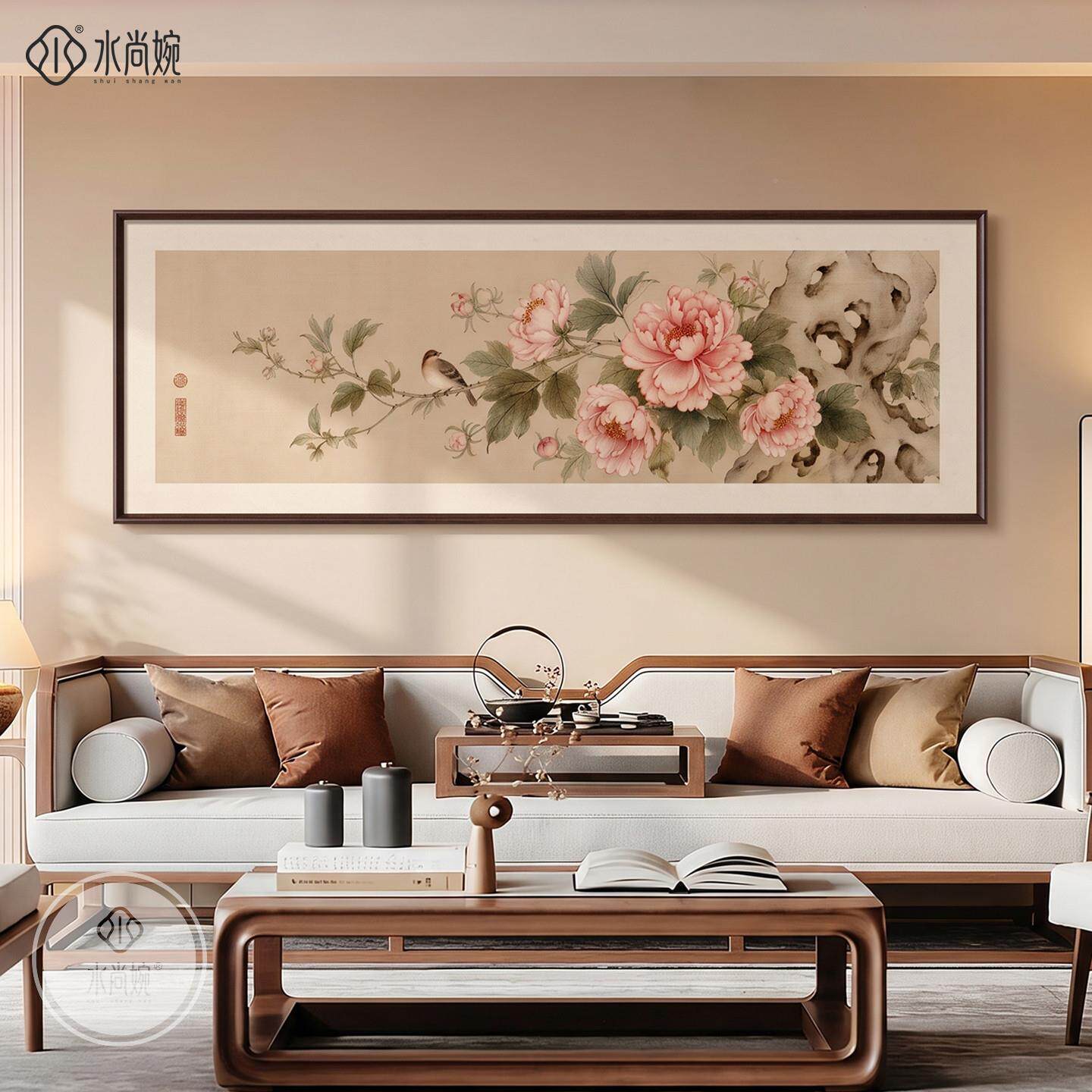 花开富贵代画HC0490新中客厅式装饰画国画禅意牡丹宋美学沙发背景