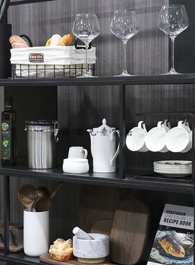样板间展厅厨房橱柜软装饰品搭配储物罐咖啡杯组合套装