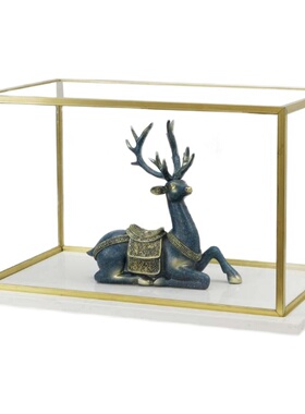 玻璃防尘罩工艺品摆件铜边透明佛像金属展示盒展柜大理石底座定制